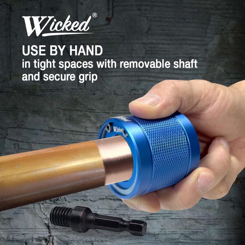 ويكد منظف ​​الأنابيب النحاسية WICKED 3/4، الأداة الأصلية شديدة التحمل القابلة للإصلاح بالكامل، أداة سباكين احترافية، ألومنيوم من فئة الطائرات ذات القوة الصناعية، جودة/متانة التجار - Image 5